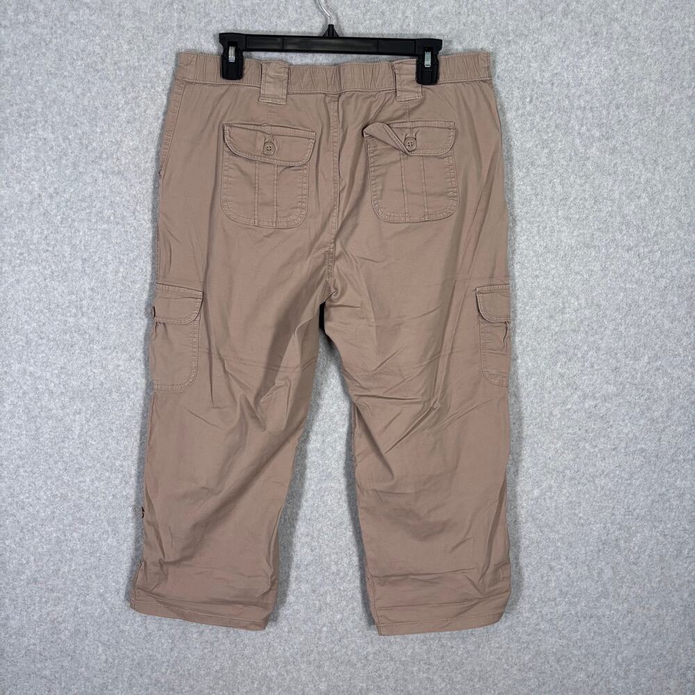 St Johns Bay Cargo Capri Pant 12 Khaki Utility Baggy Stretch Hiking GORP Y2K 90s - Picture 9 of 13